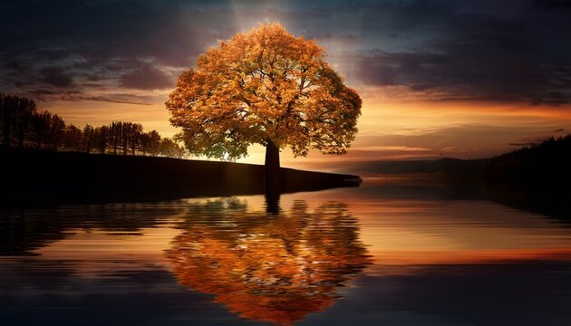 memory reflecting tree with radiant leaves