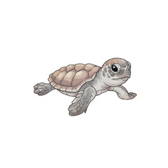 Naklejka premium Cute Baby Sea Turtle Hatchling Cartoon Illustration Adorable Marine Life Design