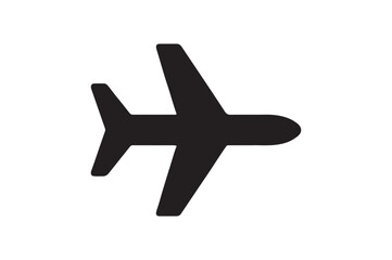Obraz premium Airplane icon silhouette vector with white background