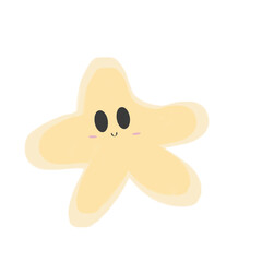 Yellow star with cute smile  face and pink cheeks