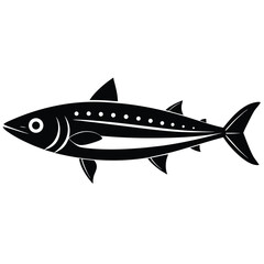 mackerel silhouette black vector icon