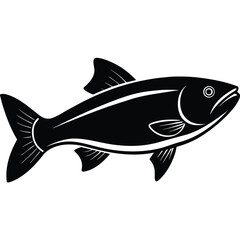 salmon silhouette black vector icon