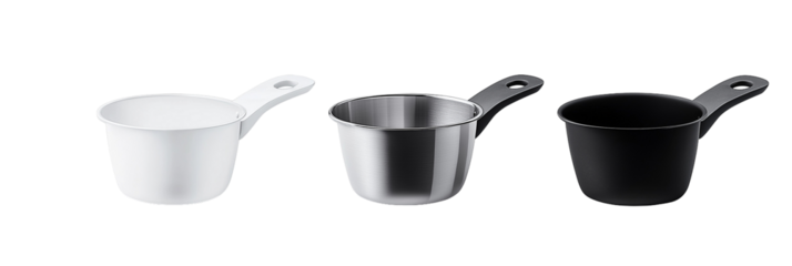 High quality photograph of three different measuring cups