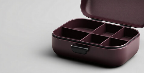 Modern Burgundy Bento Box Lunchbox Storage Container Cutlery Reusable Eco-Friendly Durable Design Insulated Square Versatile Portable Kitchen Accessory Meal Prep Organization Food-Grade Compartments