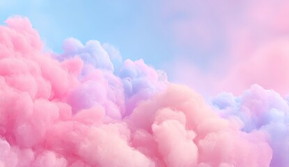 Pastel cloudscape. Soft, fluffy clouds in pink and blue