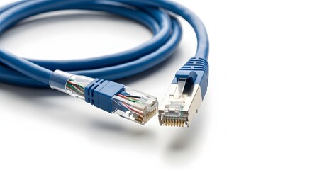 Ethernet Cable Action Shot, Close-Up View, Home Office Environment, Photography