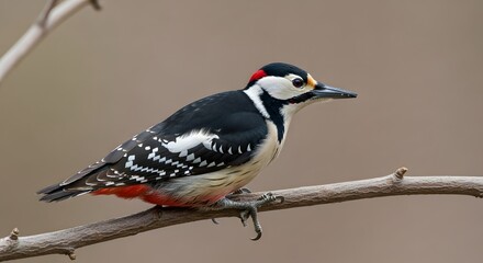 Obraz premium Birdwatching Action, Great Spotted Woodpecker Subject, Forest Location, Wildlife Photography Content, Natural Environment, Close-Up Viewpoint, Nature Concept