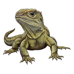 Fototapeta premium Detailed illustration of a Tuatara reptile isolated on white background wildlife art