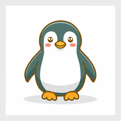 Naklejka premium Adorable Cartoon Penguin Illustration with Sweet Facial Expression on White Background