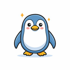Obraz premium Adorable Cartoon Penguin with Sparkling Highlights on a Clean White Background