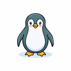 Adorable Cartoon Penguin Standing on White Background, A Simple and Cheerful Illustration