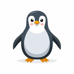 Obraz premium Charming Cartoon Penguin Standing Alertly on White Background Capturing the Essence of Antarctica