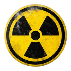Radiation hazard warning sign yellow and danger symbol radioactive waste isolated on transprint background