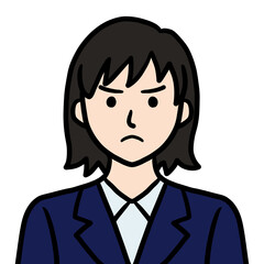 スーツ姿の若い女性（怒る）