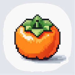 Fototapeta premium Pixelated Persimmon Art: A Digital Illustration of a Classic Fall Fruit Beauty