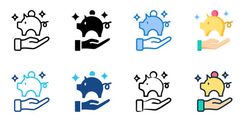 Savings icon set multiple style collection 
