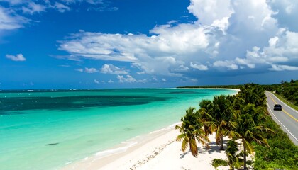 Tropical beach road panorama