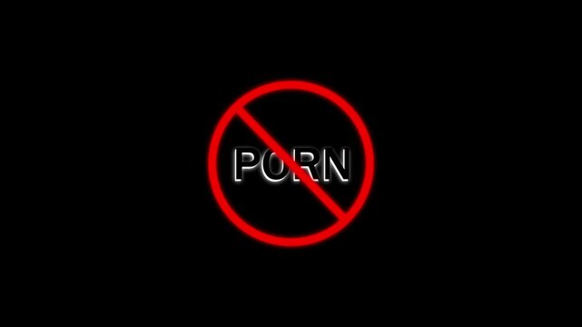 No Porn Prohibited sign of Porn Adult Contents Warning Sign with Mobile Phone Vector, 18 Plus Mature Contents Explicit contents Symbol No porn Shadow style icon. Motion Graphic.