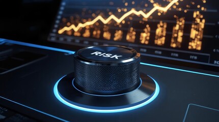 Decision Making Process, Risk Management blue digital stock market graph on a motherboard circuit board.