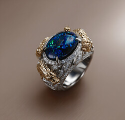 Jewelry Gemstone Ring Opal Diamonds Luxury Gold Silver Fashion Accessories Elegant Design Ornate Precious Polished Shiny Handmade Craftsmanship Art 