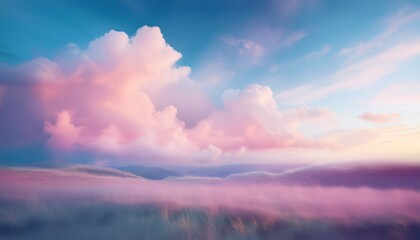 Obraz premium dreamy ethereal sky with pastel clouds serene landscape mystical atmosphere soft focus pastel