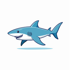 Obraz premium Cartoon Shark: A Charming Aquatic Character with Blue Skin and White Teeth Grinning
