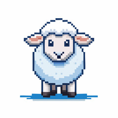 Pixelated sheep character illustration in digital art style, isolated on a white background