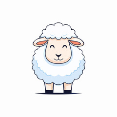 Obraz premium Adorable Cartoon Sheep Character Isolated on White Background with Happy Expression
