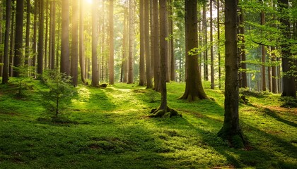 Fototapeta premium forest trees nature green wood sunlight backgrounds