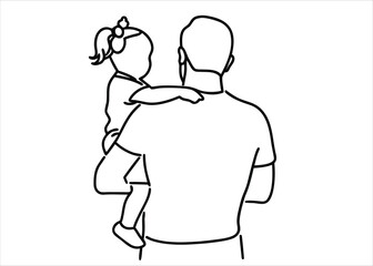 Cherished father daughter connection depicted through elegant single line art drawing showing familial affection and bonding