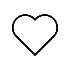 A clean, bold black outline of a classic heart symbol on a white background. Perfect for design elements.