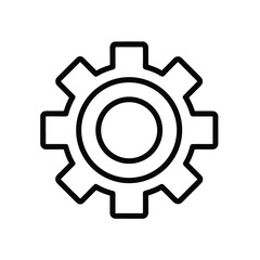 Obraz premium A clean, minimalist line art illustration of a gear with a central hole, presented on a plain white backdrop.