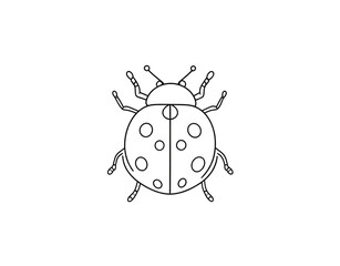 Obraz premium Symmetrical ladybug outline illustration with circular spots a minimalist topdown view of an insect.