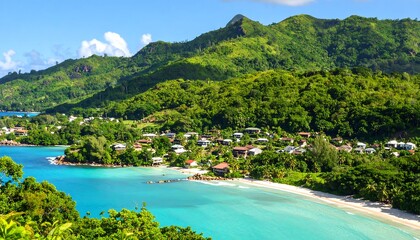 Obraz premium Tropical Island Beach with Coastline View.