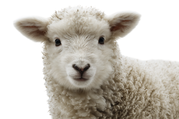 Close up of an adorable fluffy lamb.
