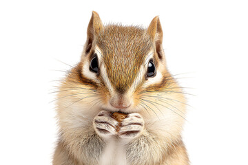 Obraz premium Close up of an adorable chipmunk eating a nut.