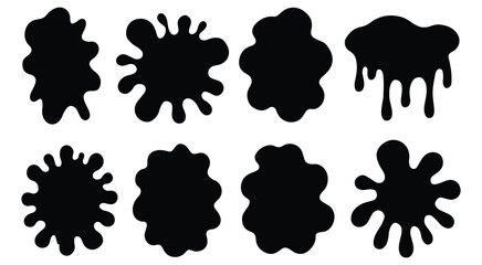 Dynamic black ink splatters and paint blobs create versatile design elements and artistic textures