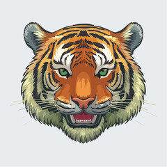 Fototapeta premium Striking tiger head portrait showcasing intricate details and vibrant colors for art projects