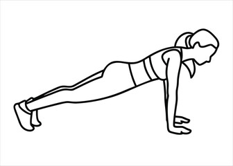 Single line art depiction of a dynamic athletic woman engaged in focused physical conditioning and exercise