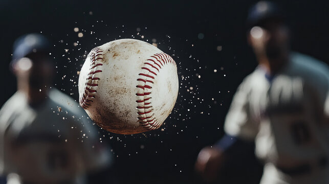 Baseball flying through the air during a game on a sunny day highlighting the action and excitement of the sport