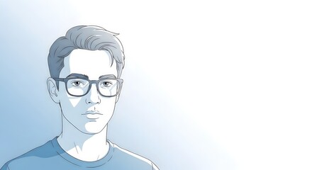 Young Male Character with Glasses on Light Background for Digital Art, Character Design, Illustrations, Blogs, Websites, and Creative Projects  