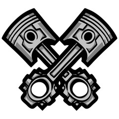 Crossed Pistons Illustration Drawing