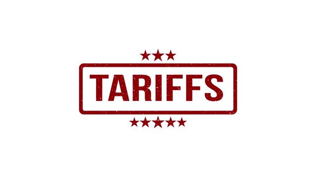 Red tariffs stamped with stars on a white background, symbolizing trade wars and economic policy, are suitable for financial and political commentary
