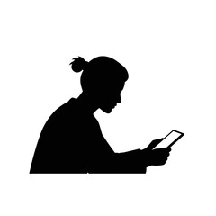 Silhouette of a person engrossed in a mobile device.