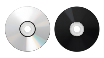 Silver and black compact discs ready for data storage and creative designs