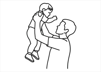 Joyful father engaged in playtime with his young child creating a heartwarming family scene for advertising or banners