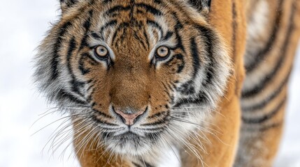 Fototapeta premium Close-up of a tiger's face in snow