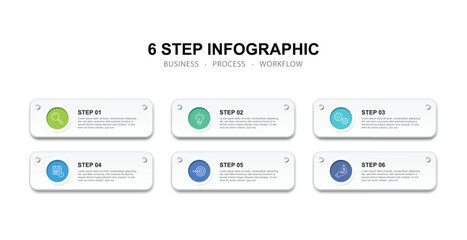 Vector Infographic label design template with icons and 6 options or steps. for your business data. Vector Illustration.