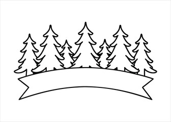 Fototapeta premium Minimalist single line drawing of a serene landscape featuring tall pine trees in a natural setting