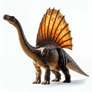 Majestic dimetrodon portrait with striking sail feature rendered in high definition on white background
